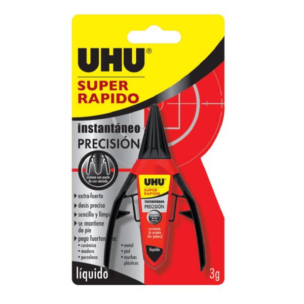 ADHESIVO UHU SUPER RAPIDO PRECISION LIQUIDO 3 GR CIANO