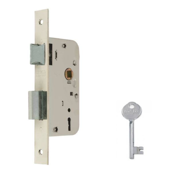 CERRADURA MCM 1508 NIQUELADA E-35 GOLPE Y LLAVE GORJAS EJES 58 MM