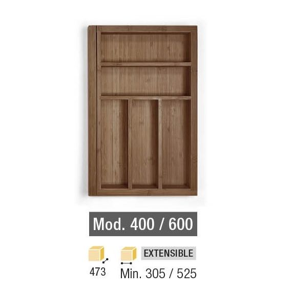 CUBERTERO DE MADERA EXTENSIBLE 305/525 x 473 NOGAL