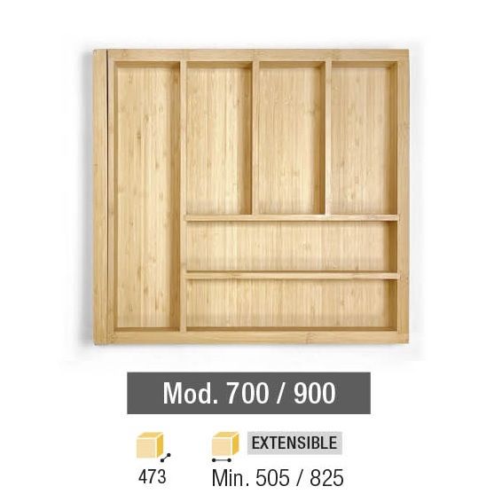 CUBERTERO DE MADERA EXTENSIBLE 505/825 x 473 ABEDUL