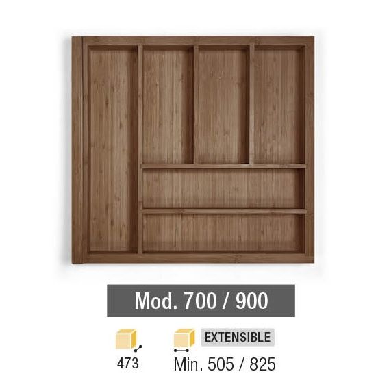 CUBERTERO DE MADERA EXTENSIBLE 505/825 x 473 NOGAL