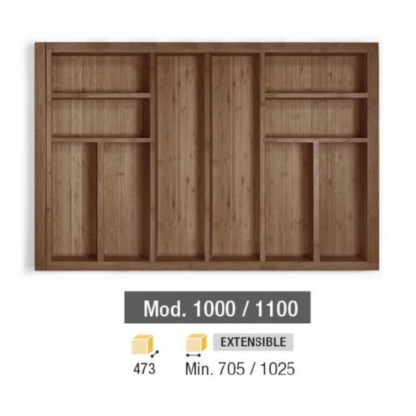CUBERTERO DE MADERA EXTENSIBLE 705/1025 x 473 NOGAL