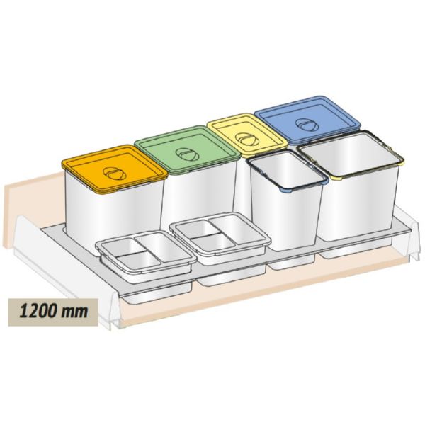 CUBO BASURA JUYPAL KIT M-120 6 CUBOS + 2 RECIPIENTES