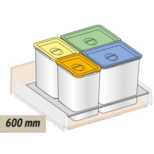 CUBO BASURA JUYPAL KIT M- 60 4 CUBOS