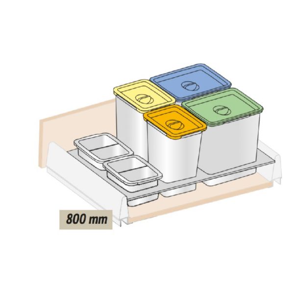 CUBO BASURA JUYPAL KIT M- 80 4 CUBOS + 2 RECIPIENTES