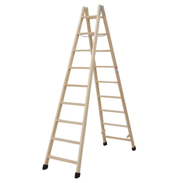 ESCALERA MADERA TIJERA  8 PELDAÑOS  PLANOS T/GOMA