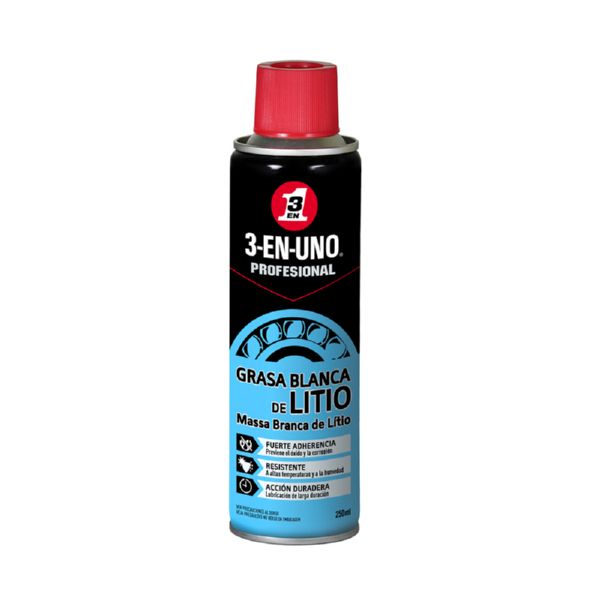 GRASA SPRAY LITIO BLANCA 3-EN-UNO 250ML