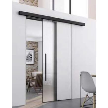 KIT GUIA PUERTA CORREDERA PRISMA 100KG 1.86MTS NEGRA CON TAPETA