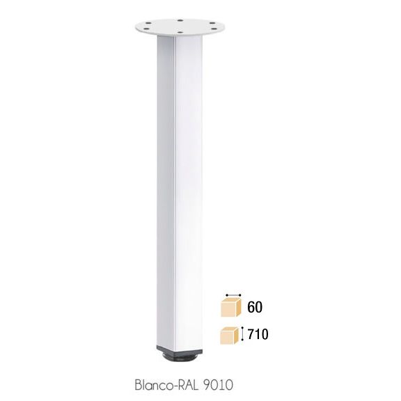 PIE DE MESA CUADRADO 60 x 60 x 710 BLANCO