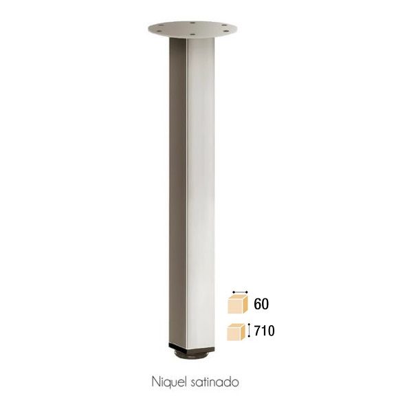 PIE DE MESA CUADRADO 60 x 60 x 710 NIQUEL SATINADO