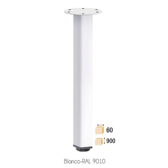 PIE DE MESA CUADRADO 60 x 60 x 900 BLANCO