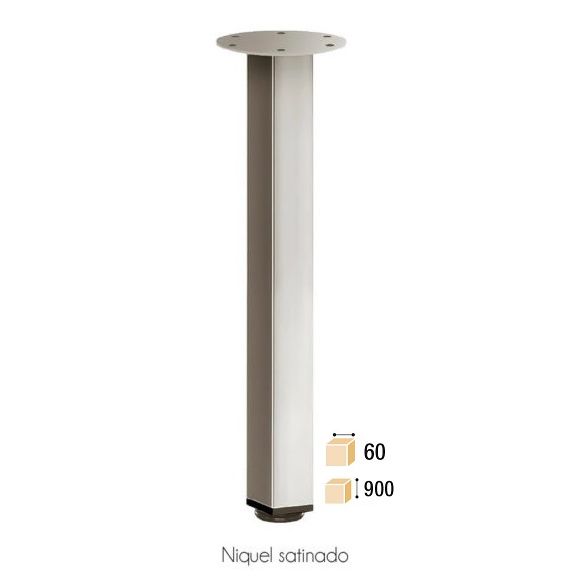 PIE DE MESA CUADRADO 60 x 60 x 900 NIQUEL SATINADO